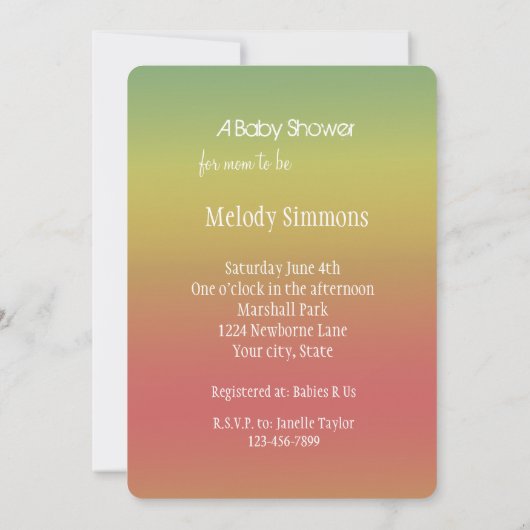 Citrus Punch Ombre Abstract Baby shower Kaart (Achterkant)
