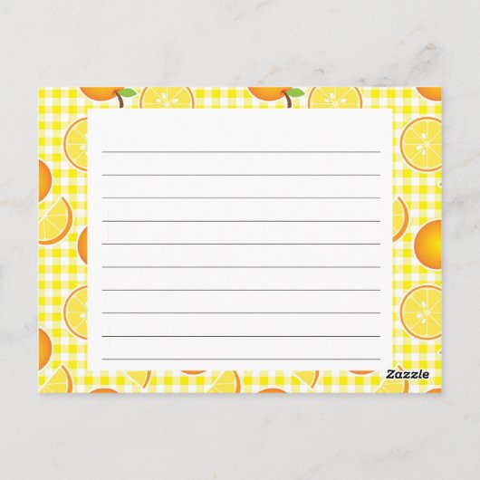 Citrus Recipe Card Briefkaart (Achterkant)