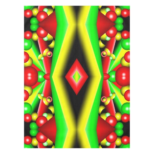 Citrus rood gele bubbels en strepen Abstracte kuns Tafelkleed (Voorkant)