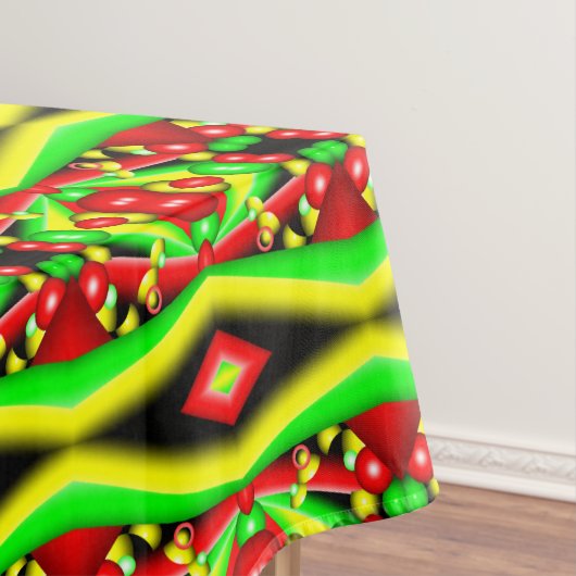 Citrus rood gele bubbels en strepen Abstracte kuns Tafelkleed (Voorbeeld)