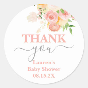 Citrus roze Baby shower Klassieke ronde Sticker