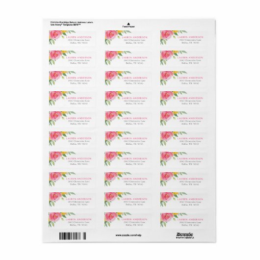 Citrus Roze Bloemen Baby shower Retouradres Etiket (Full Sheet)