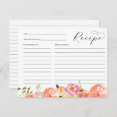 Citrus Roze Bloemen Bruidsjurk Receptkaart Informatiekaartje (Voorkant / Achterkant)