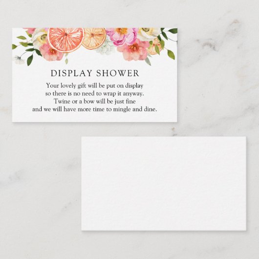 Citrus Roze Bloemen Display Douche Behuizing Kaart (Voorkant / Achterkant)