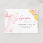 Citrus Roze Bow Baby shower Luier Raffle Informatiekaartje (Voorkant)