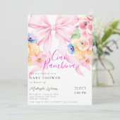 Citrus Roze Bow Coquette Citroen Baby shower Kaart (Staand voorkant)