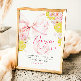 Citrus Roze Bow Luier Raffle Tafelteken Poster