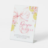 Citrus Roze Bow Luier Raffle Tafelteken Poster Reclamebord Met Voetstuk (Voorkant)