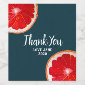 Citrus roze grapefruit modern dank u cadeau wijn etiket (Enkel label)