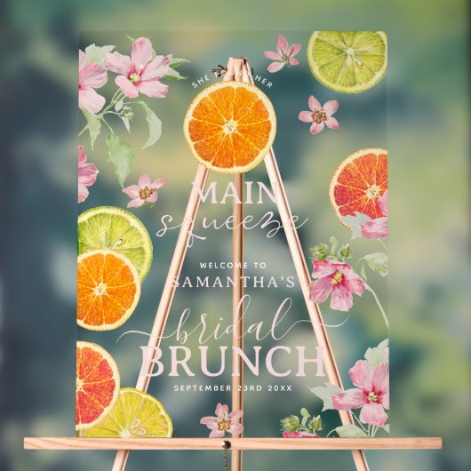 Citrus Roze Main Squeeze Vrijgezellenfeest Brunch Acryl Bord (Neutraal)