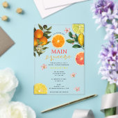 Citrus Roze Main Squeeze Vrijgezellenfeest Brunch Acryl Uitnodigingen (Insitu (Huwelijk))