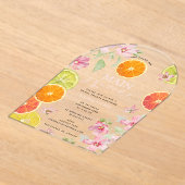Citrus Roze Main Squeeze Vrijgezellenfeest Brunch Acryl Uitnodigingen (Laagn)