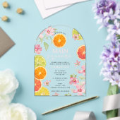 Citrus Roze Main Squeeze Vrijgezellenfeest Brunch Acryl Uitnodigingen (Insitu (Huwelijk))