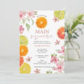 Citrus Roze Main Squeeze Vrijgezellenfeest Brunch Kaart (Staand voorkant)