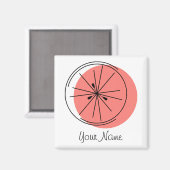 Citrus roze naam magneet vierkant (Voorkant / Achterkant)