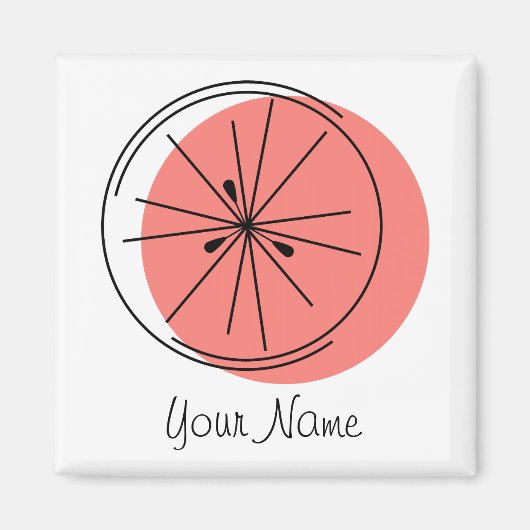 Citrus roze naam magneet vierkant (Voorkant)
