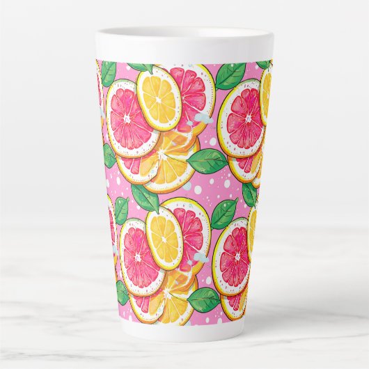 Citrus Roze Stippen Latte Mok (Voorkant)