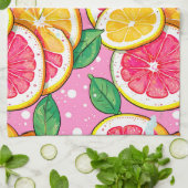 Citrus Roze Stippen Theedoek (Gevouwen)
