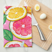 Citrus Roze Stippen Theedoek (Quarter Fold)