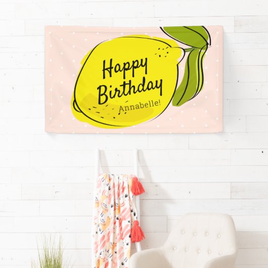 Citrus roze verjaardag spandoek (Insitu)