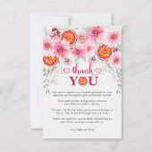 Citrus Roze Waterverf Bloemen Baby shower Bedankkaart (Voorkant)