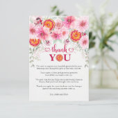 Citrus Roze Waterverf Bloemen Baby shower Bedankkaart (Staand voorkant)