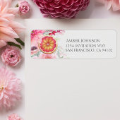 Citrus Roze Waterverf Bloemen Baby Shower Etiket