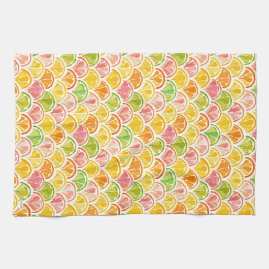 CITRUS SCALLOP Kleurrijke Fruit Slice Theedoek (Horizontaal)