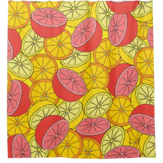Citrus seamless pattern many oranges, lemons, grap douchegordijn (Voorkant)