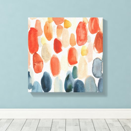 Citrus Season - Koraal- en Blauwe Stenen Canvas Afdruk (Insitu (Houten vloer))