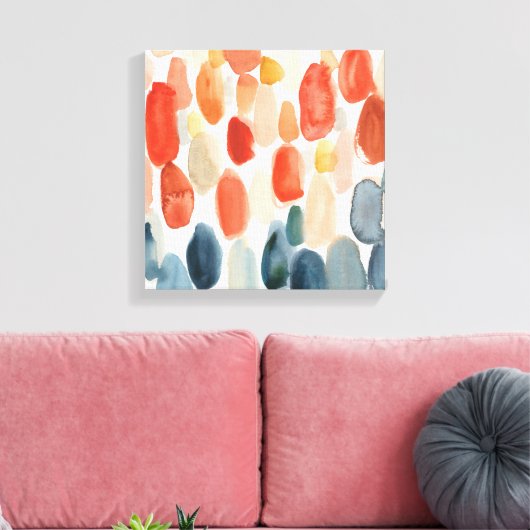 Citrus Season - Koraal- en Blauwe Stenen Canvas Afdruk (Insitu (Woonkamer))