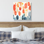 Citrus Season - Koraal- en Blauwe Stenen Canvas Afdruk (Insitu (Slaapkamer))