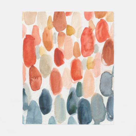 Citrus Season - Koraal- en Blauwe Stenen Fleece Deken (Voorkant)