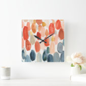 Citrus Season - Koraal- en Blauwe Stenen Vierkante Klok (Huis)