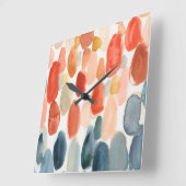 Citrus Season - Koraal- en Blauwe Stenen Vierkante Klok (Hoek)