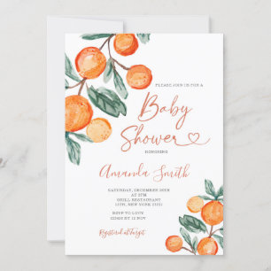 Citrus Sinaasappel Baby in bloei Zomer Baby Shower Kaart