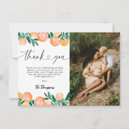 Citrus Sinaasappel Baby shower Dank u foto Bedankkaart