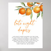 Citrus Sinaasappel Baby shower Late Night Luiers Poster (Voorkant)