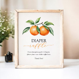 Citrus Sinaasappel Baby shower Luier Raffle Game Poster