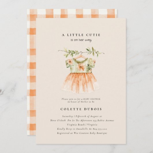 Citrus Sinaasappel Bloemige Kleine Schat Baby Borr Kaart (Voorkant / Achterkant)