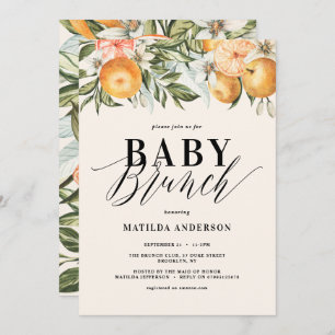 Citrus, sinaasappel + bloesem baby brunch party