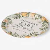 Citrus, sinaasappel + bloesem baby shower feest de papieren bordje (Gekanteld)