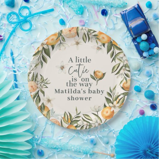 Citrus, sinaasappel + bloesem baby shower party de papieren bordje (Feest)