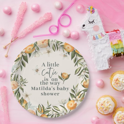 Citrus, sinaasappel + bloesem baby shower party de papieren bordje (Feest)