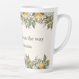 Citrus, sinaasappel + bloesem, kleine baby shower latte mok