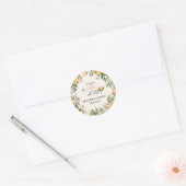 Citrus, sinaasappel + bloesem, kleine baby shower ronde sticker (Envelop)