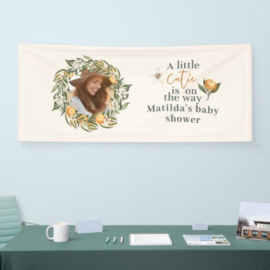Citrus, sinaasappel + bloesem, kleine baby shower spandoek (Beurs)