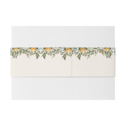 Citrus sinaasappel, bloesem loof bruiloft uitnodigingen wikkel (Achterkant Voorbeeld)