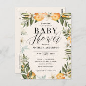 Citrus sinaasappel bloesem virtual baby shower par briefkaart (Voorkant / Achterkant)