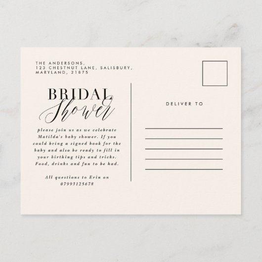 Citrus sinaasappel bloesem virtual baby shower par uitnodiging briefkaart (Achterkant)